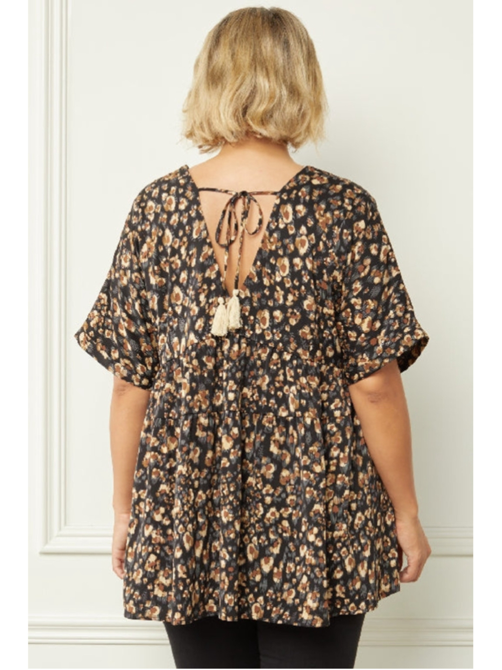 Women's Entro Leopard Print Boho Top M - Picture 2 of 10